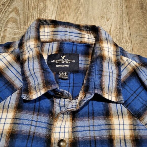 American Eagle Outfitters Pearl Snap Western Style Button Up Shirt Men's Medium - Picture 3 of 7